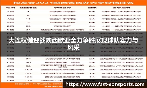 大连权健迎战陕西欧亚全力争胜展现球队实力与风采